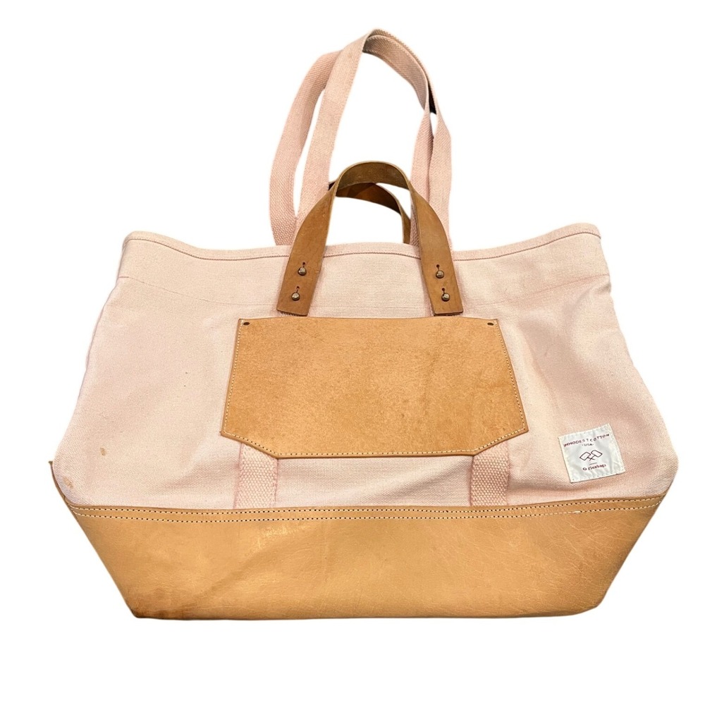 Immodest Cotton Fleabags Tote Bag Women Large Pink Leather Trim Canvas